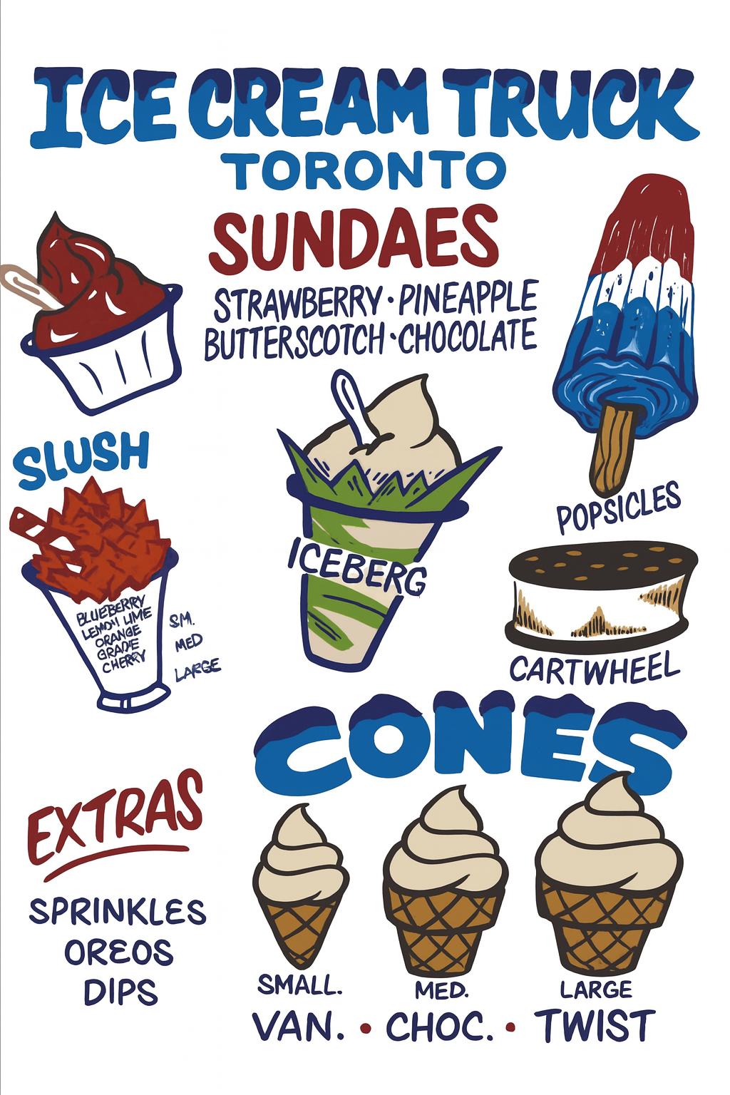 Full Hand-Drawn Ice Cream Truck Menu